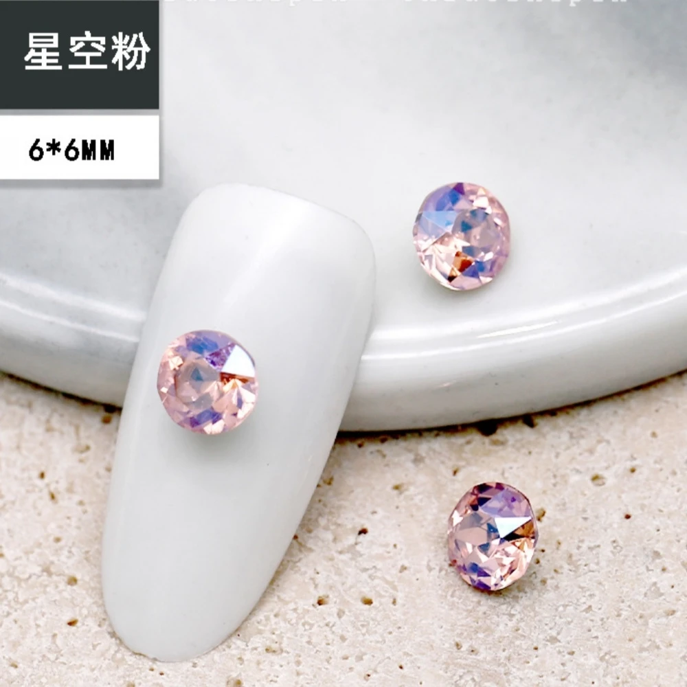 50pcs Nail diamond Starry Pink pointed bottom super flash crooked heart fat square axe butterfly accessories