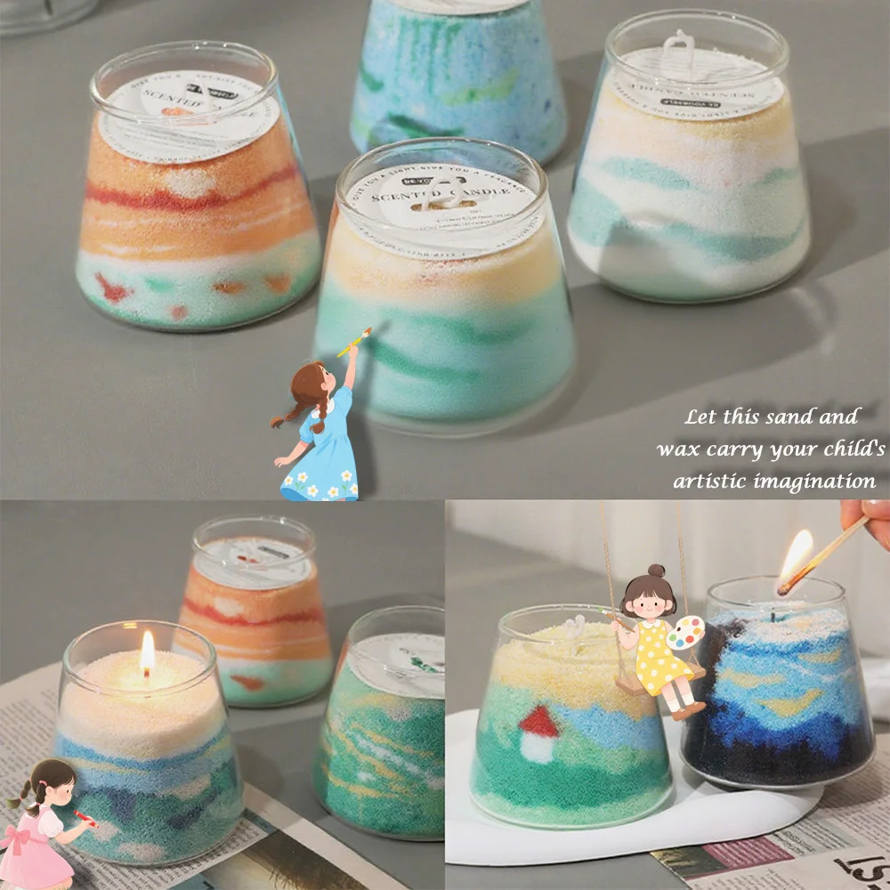 Zestaw do samodzielnego tworzenia świec z piasku dla dzieci – akcesoria do robienia świec z wosku |   Ręcznie robiona zabawka dla rodziców i dzieci