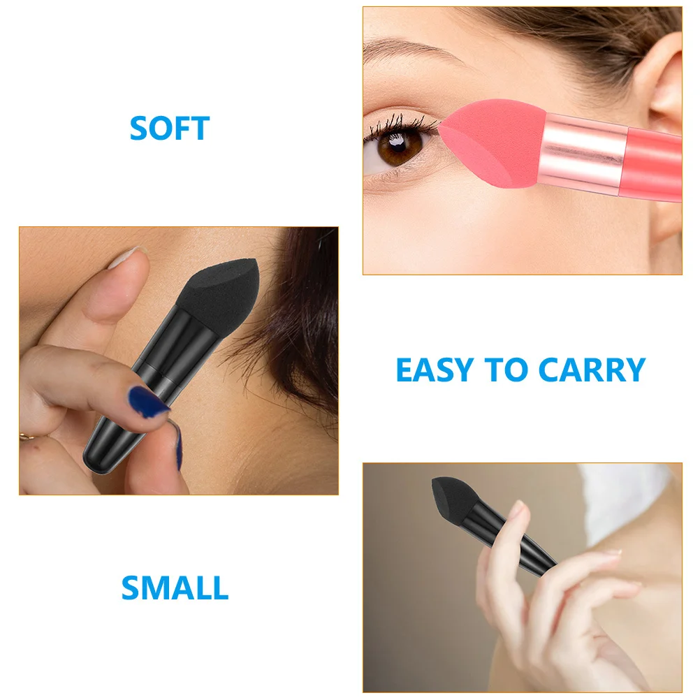 

6pcs Makeup Pen With Handle Beauty Sponge Wet Dry Dual Use Tools Portable Foundation Brush For Women Multipurpose