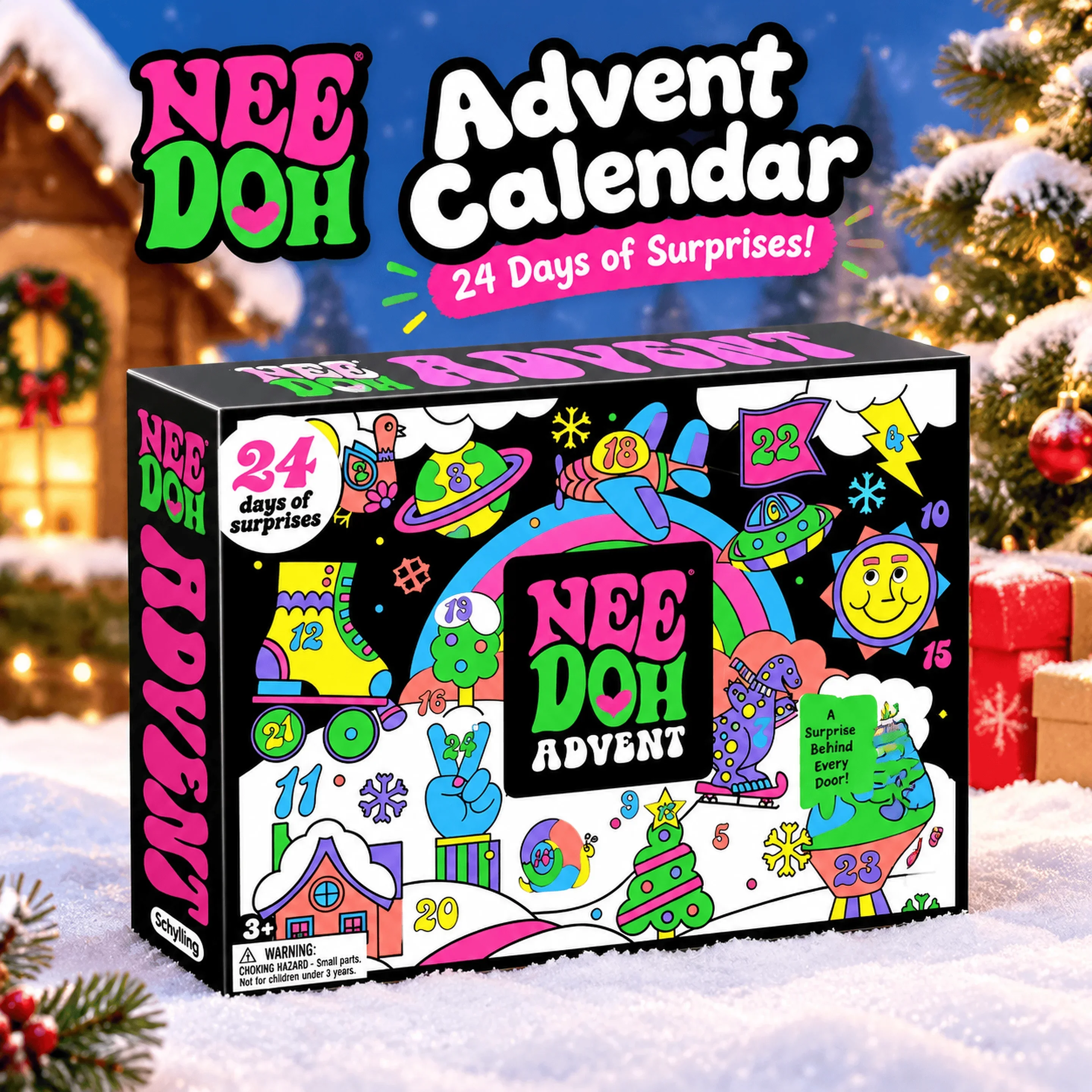 2026 NeeDoh Stress Relief Toy Advent Calendar 3D PVC Fidget Doll Christmas Countdown Calendar Surprise Box New Year Holiday Gift