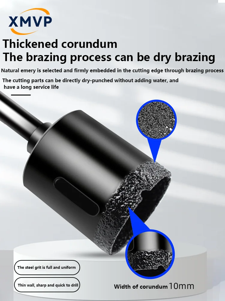 Punzonatrice per piastrelle a secco con manico esagonale esteso, punta per vetro, marmo e perforatrice per piastrelle complete, spe