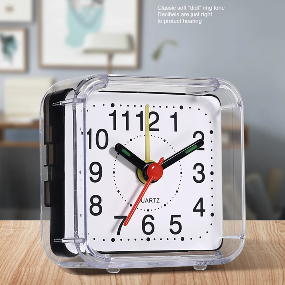 1 Stück Quadratischer Kleiner Wecker mit Acrylrahmen, Quarzwerk, Präzise Zeitmessung, Nachttisch- und Schreibtischuhr für Schlafzimmer, Weckuhr für Studenten – Detail 7
