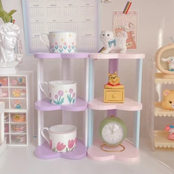 Cute Desktop Storage Rack 3 Layer Cosmetics Jewelry Rack Student Stationery Organizer Rack wood Kitchen Storage Rack Kawai