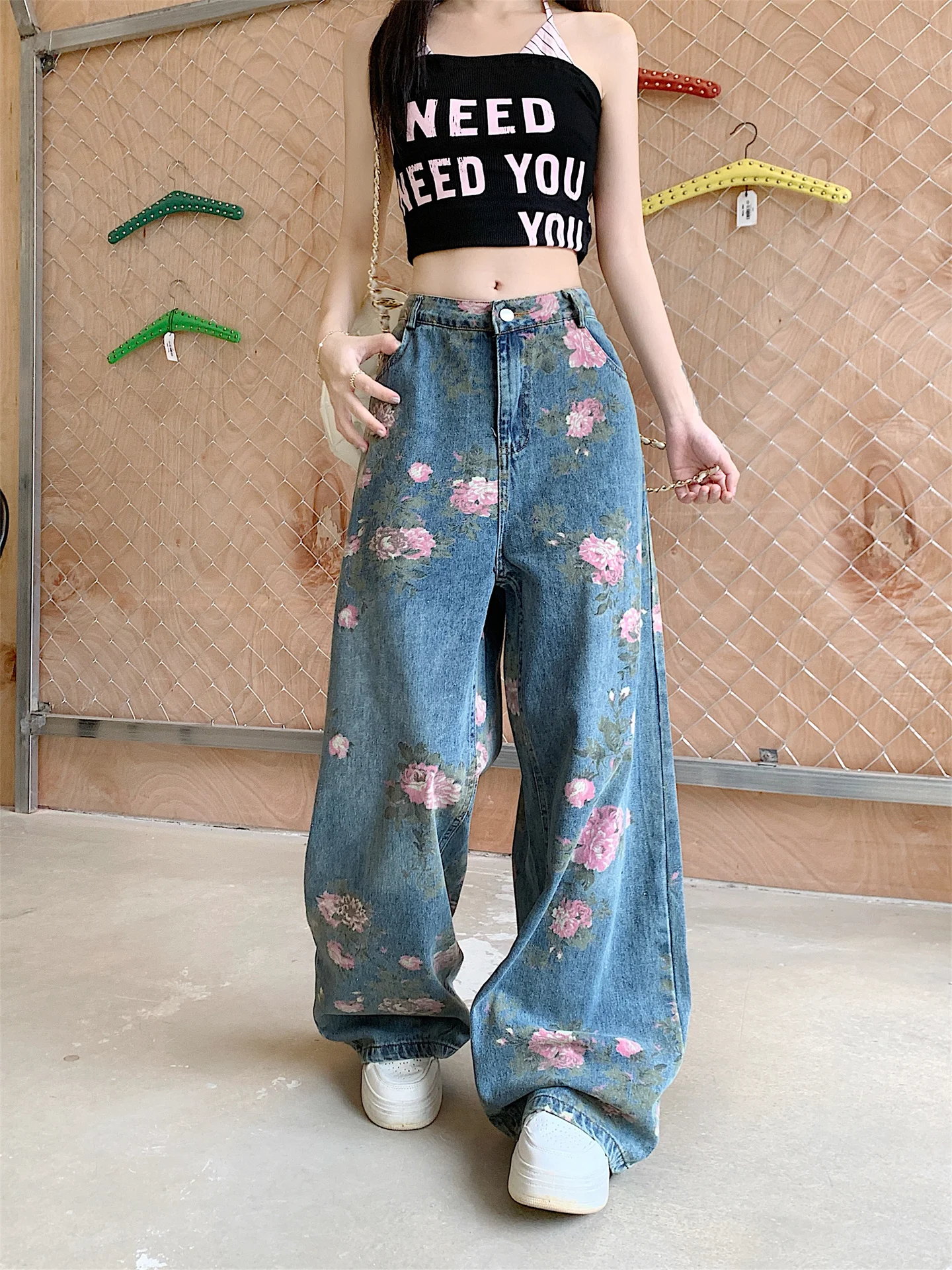 

Свободные прямые широкие джинсы для мужчин и женщин, повседневные свободные брюки в американском стиле ретро, длинные прямые брюки для пар