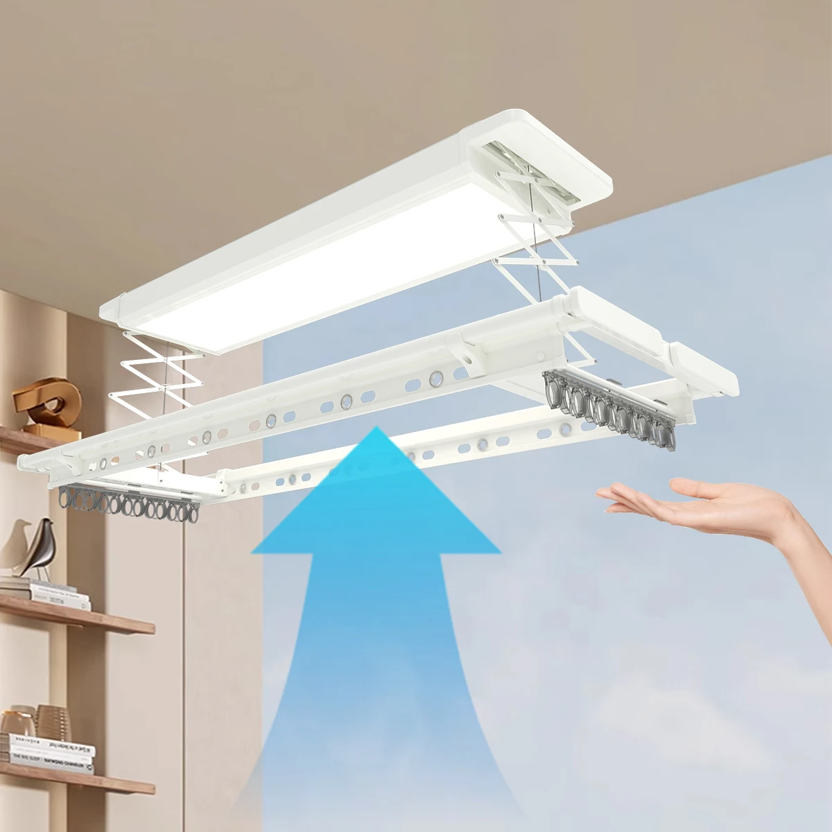 LED Lighting Smart Voice-Control Heating Foldable Electric Clothes Drying Rack for Balcony & Indoor Use view 4