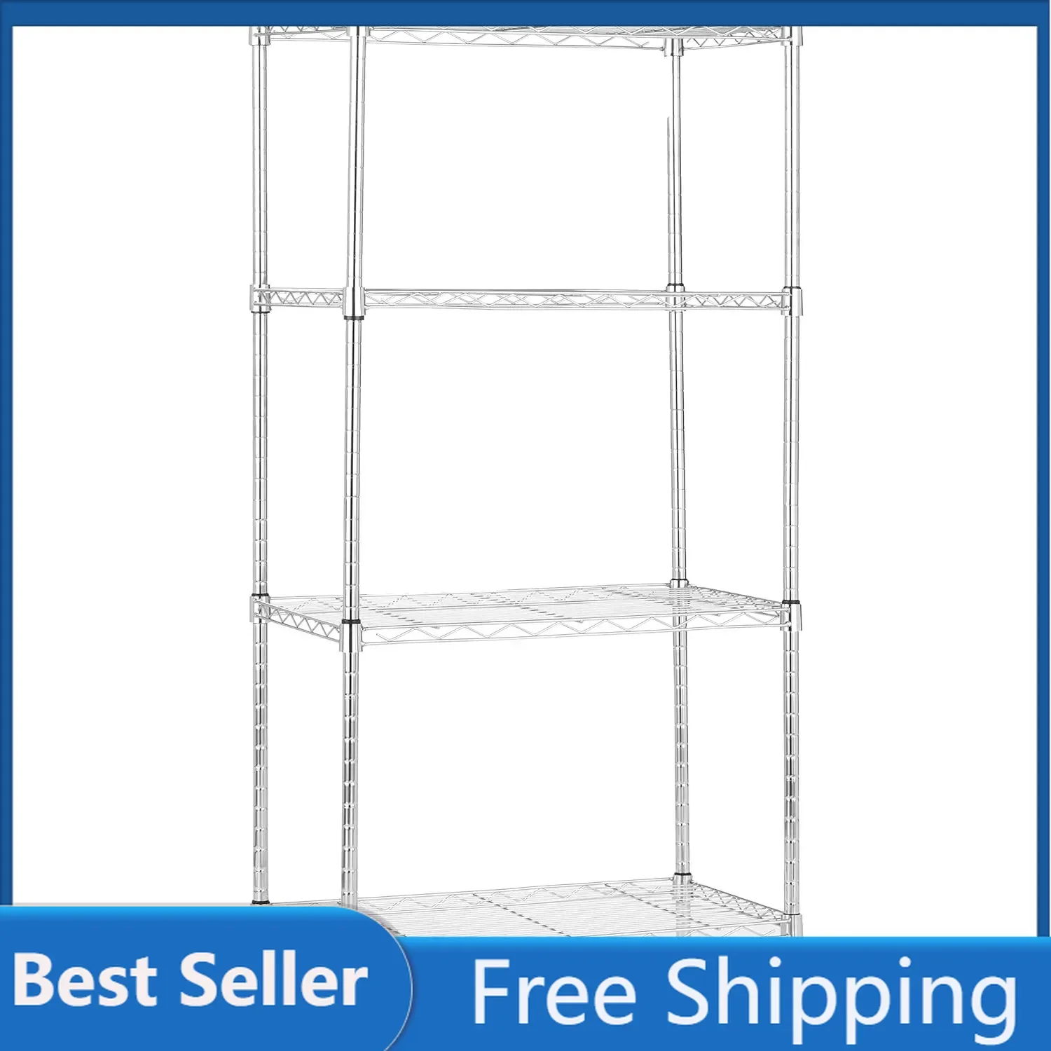 Amazon Basics 4-Shelf Adjustable, Storage Shelving Unit, (200 Pound Loading Capacity per Shelf), Steel Organizer Wire Rack