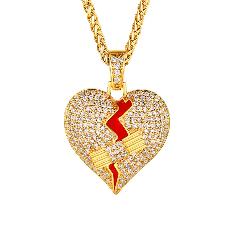 

Cubic Zirconia Band-Aid Heartbreak Pendant, Gold Plated Locket Necklace for Women