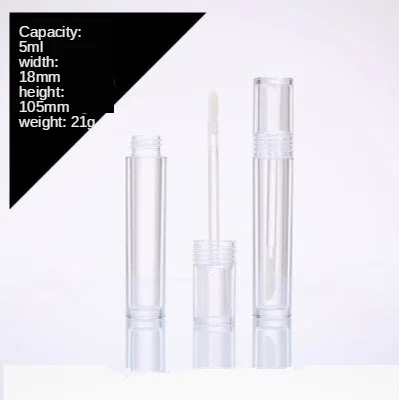 10/30Pcs 5ml โปร่งใสคอนเทนเนอร์ลิปกลอสหลอดรอบ CLEAR เครื่องสําอางค์ Lipgloss Tube บรรจุภัณฑ์ลิปกลอสหลอด Wand