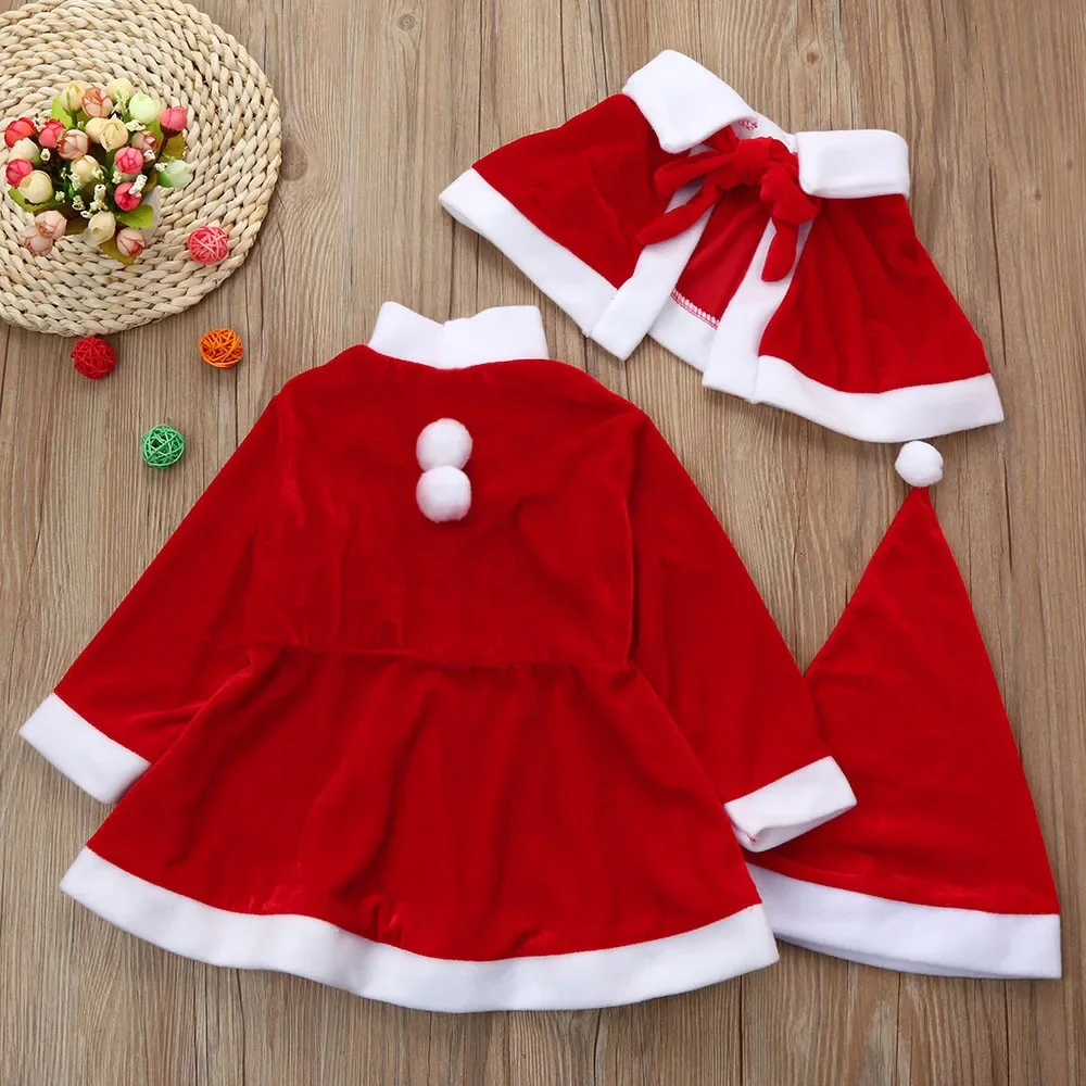 Christmas Santa Claus Cosplay Costume Boys Long Sleeve Clothes Baby Girls Dress Cute Show Christmas Hats and Christmas Supplies