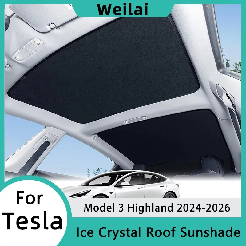 Osłona przeciwsłoneczna na dach Tesla Model 3 Highland 2024-2026, materiał termoizolacyjny, klamra, ochrona przed promieniami UV, składana osłona okna szyberdachu, akcesoria.