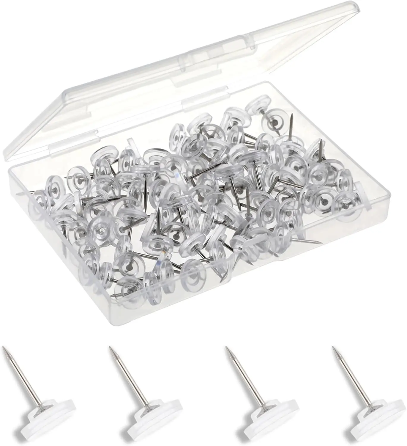 50/100/150PCS Transparent Drawing Pins Pinboard Plastic Head Steel Point Nails Painting Push Pins Wood Paneling Wall Push Pins