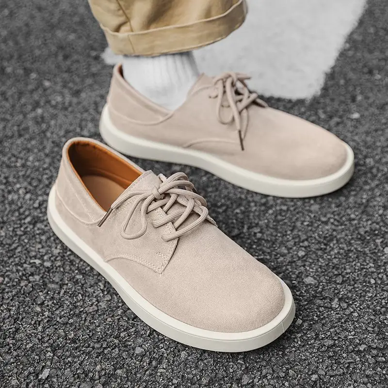 Men Flats Fashion Sneaker Man Spring Breathable Comfortable Casual Men Shoe big size 46 Men Shoes Lace Up Beige Oxfords Shoes