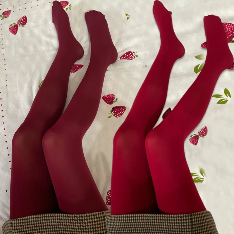 1/2Pcs Sexy Wine Red Stocking for Women Burgundy Thin Thick Super Elastic Sexy Tights Anti-Hooker Senior Pantyhose Long Stocking