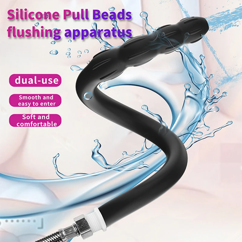 51CM Extra Long Enema Rectal Shower Cleaning System Anal Beads Silicone Douche Tube For Anus Colon Enema Anal Cleaning Butt Plug