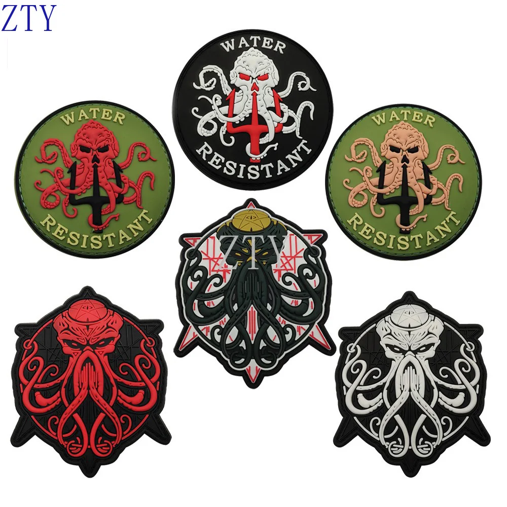 

New Design Anime Patch Creative Awakens Lovecraft Horror Logo PVC Armband for Halloween Backpack Hook&Loop Patches for Clothing