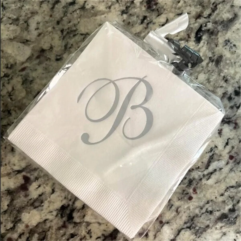 50PCS Personalized Wedding Napkins Personalized Elegant Classic Monogram Wedding Napkins Custom Monogram Initials Custom Napkins