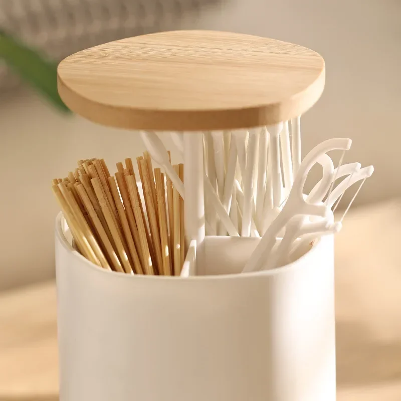 Automatically Pops Up Cotton Bud Swabs Toothpick Dispenser Living Room Case Toothpick Storage Box for Toothpicks