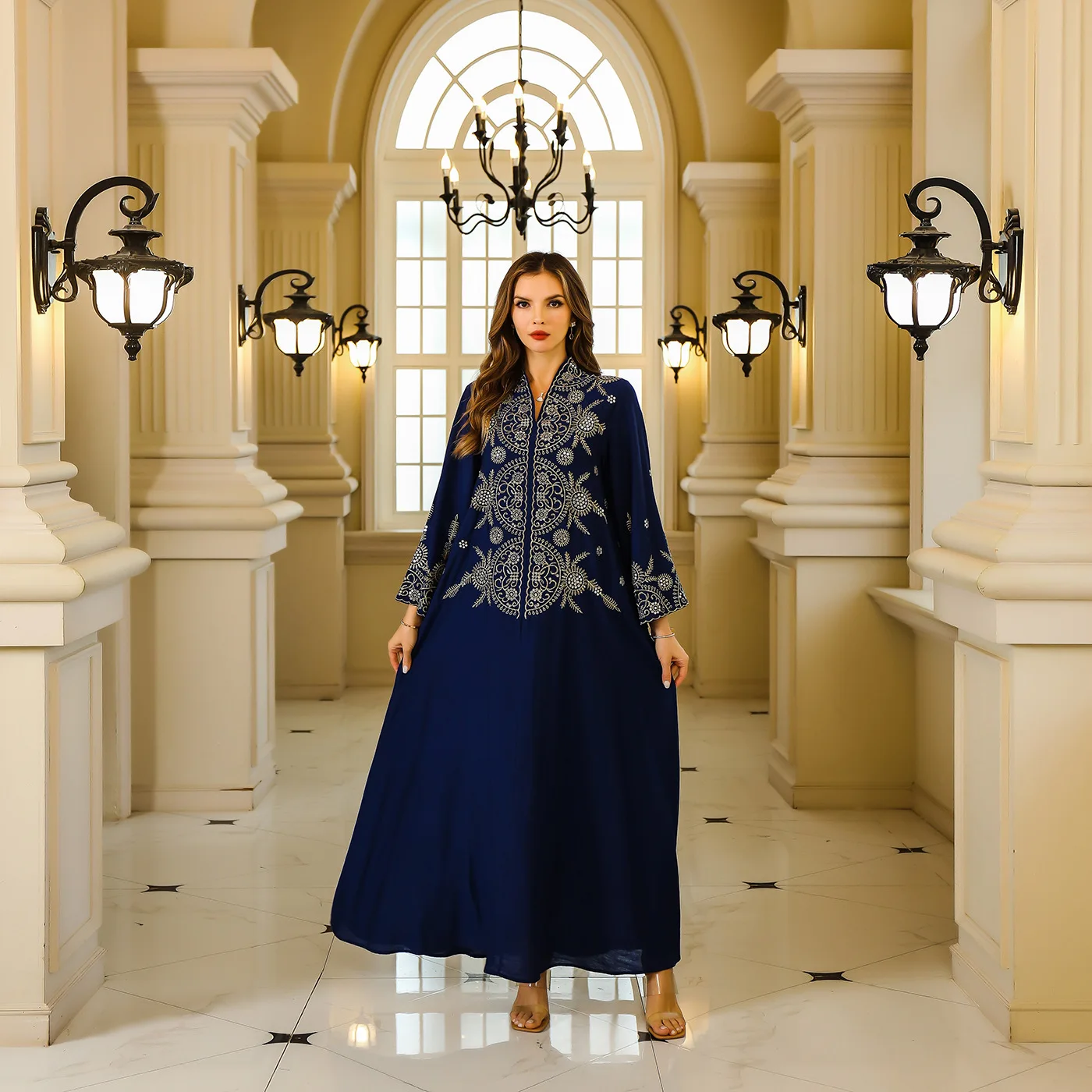 Ramadan Fashion Beads Abayas for Women Muslim Femme Musulmane Jalabiya Eid Djellaba Caftan Marocain Abaya Dubai Kaftan Gown Robe