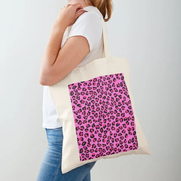 Neon Pink Leopard Spots Tote Bag