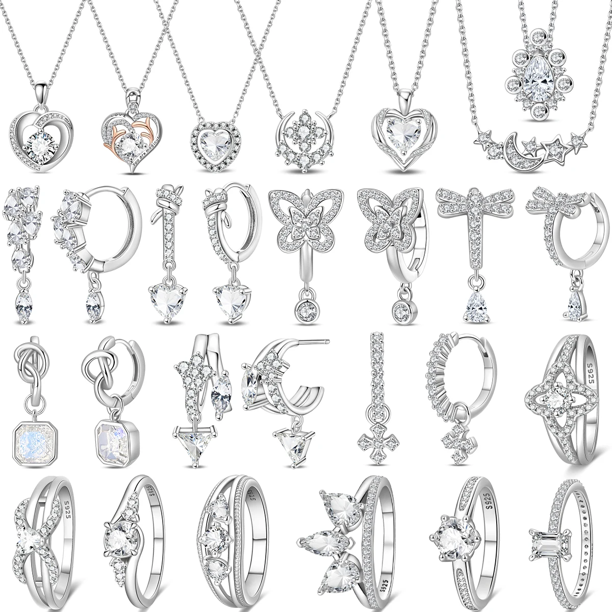 

Original 925 Sterling Silver Suit Charms Pendant Heart Bead For Wome Earrings Rings Necklace DIY Bracelet Fine Jewellery Gift