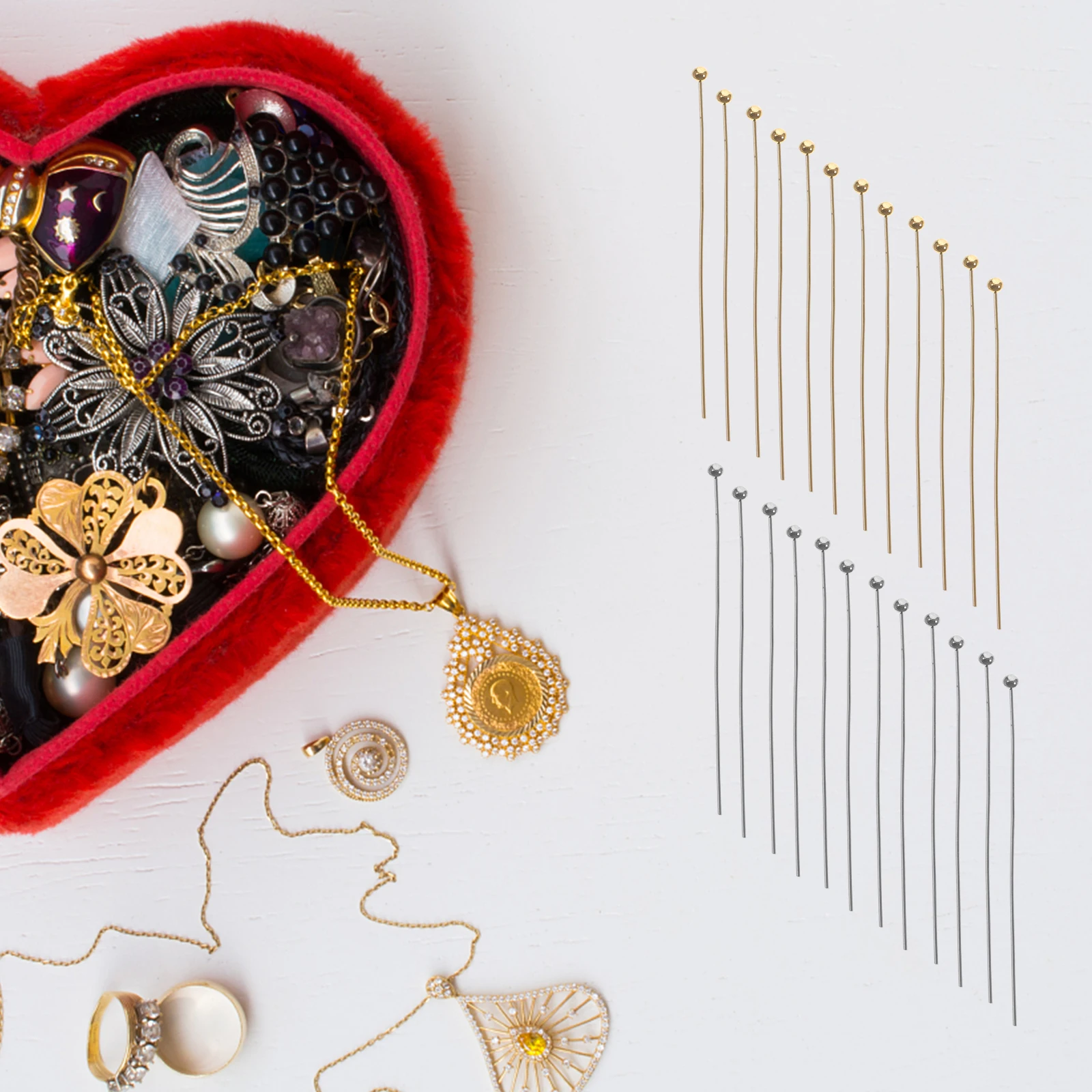 

400pcs Diy Ball Headpins Jewelry Making Supplies Durable Straight Pins Reusable Beading Headpin Craft Connector Wedding Corsage