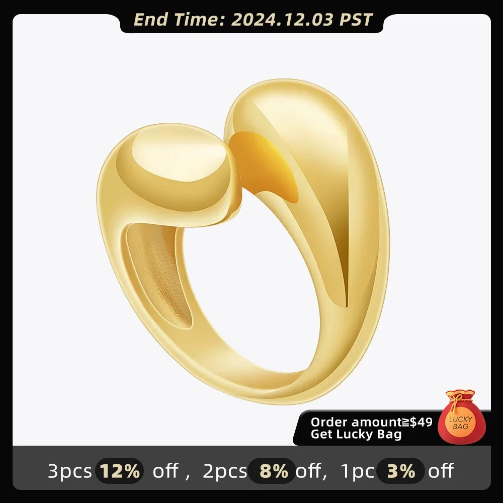 ENFASHION Anillos Rain Drop Synergy Ring For Women's Stainless Steel 18K Plated Gold Rings Street Jewerly Cocktail Gift R244228