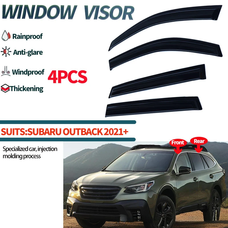 Black 4Pcs Not Chrome Design Car Window Visor Awning Shade for Subaru Outback 2021+ Weathershield Window Rain Guard