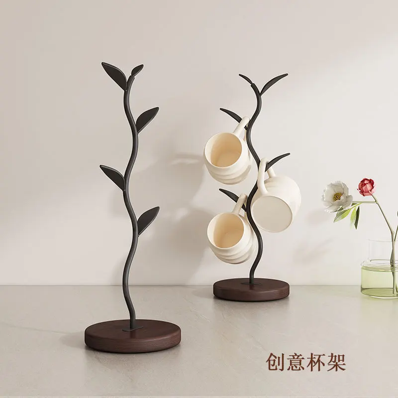 Creative ornament tree cup holder, home living room decorative cup holder, upside down teacup storage rack, entrance key storage