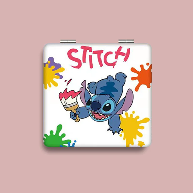 Animation Lilo & Stitch Foldable Small Mirror Cartoon Stitch Portable Mini Makeup Mirror Kawaii Girls Dressing Double-Way Mirror