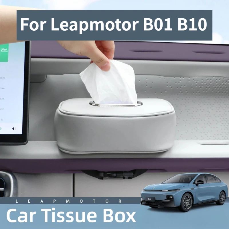 

For Leapmotor B01 B10 Car Tissue Box Lether Original Car Color Paper Towel Storage Case Organizer Auto Interior Accessories