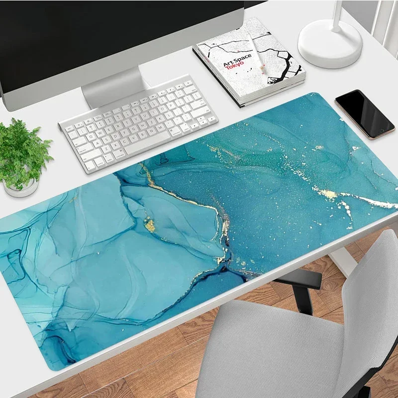 Tapis Souris Gaming Style Marbre Élégant Moderne, Base Antidérapante Souple Durable Accessoire Pour Ordinateur De Bureau