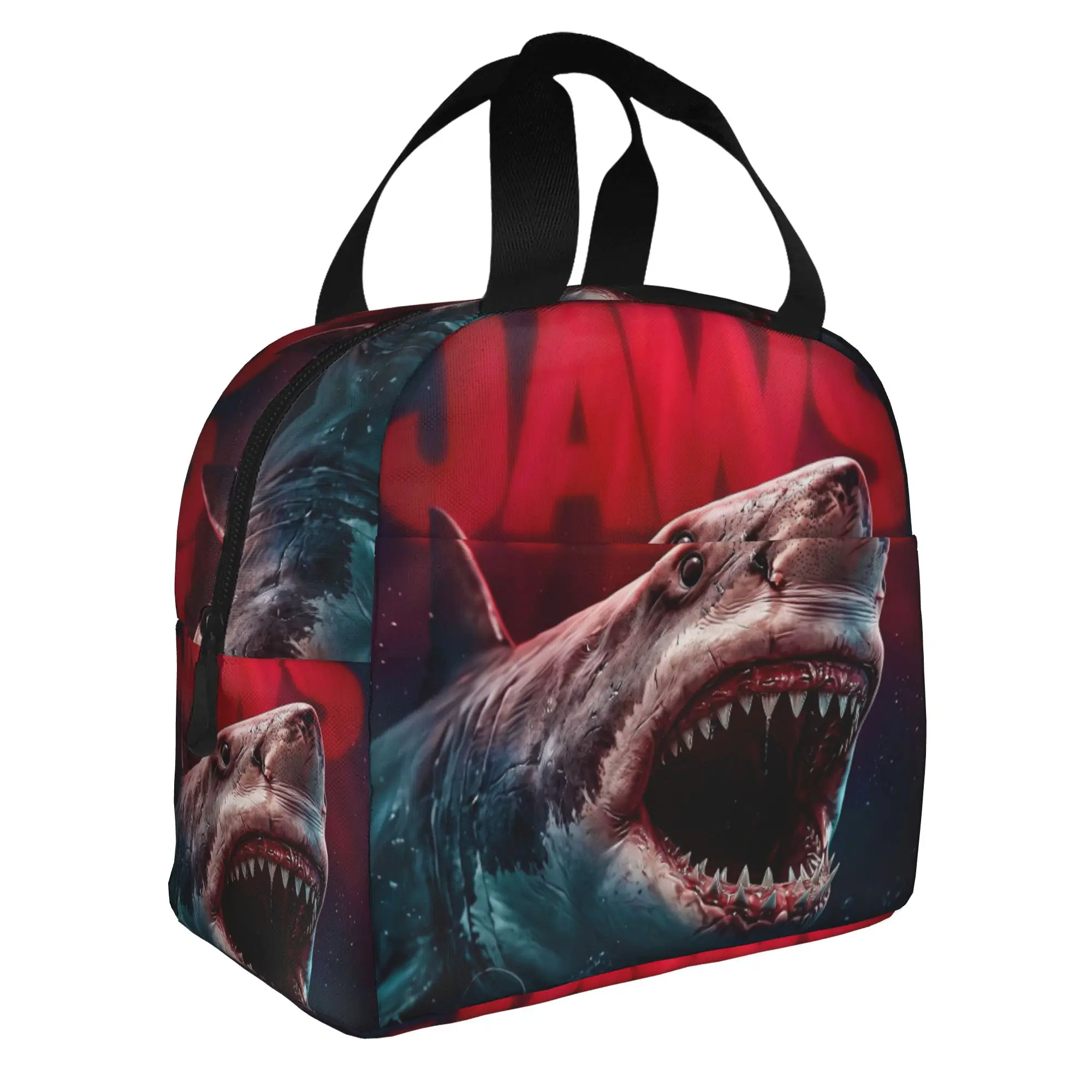 J-Jaw-Shark Thermal Insulated Lunch Bag Women Horror Movie Resuable Lunch Container for Work School Travel Storage Food Box