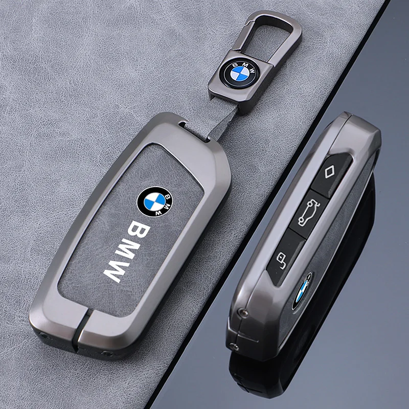 Zinc Alloy Leather Car Smart Remote Key Case Cover Fob for BMW 735i 740Li X7 X1 U11 I7 G07 LCI IX XM 2023 2024 7 Series Keychain