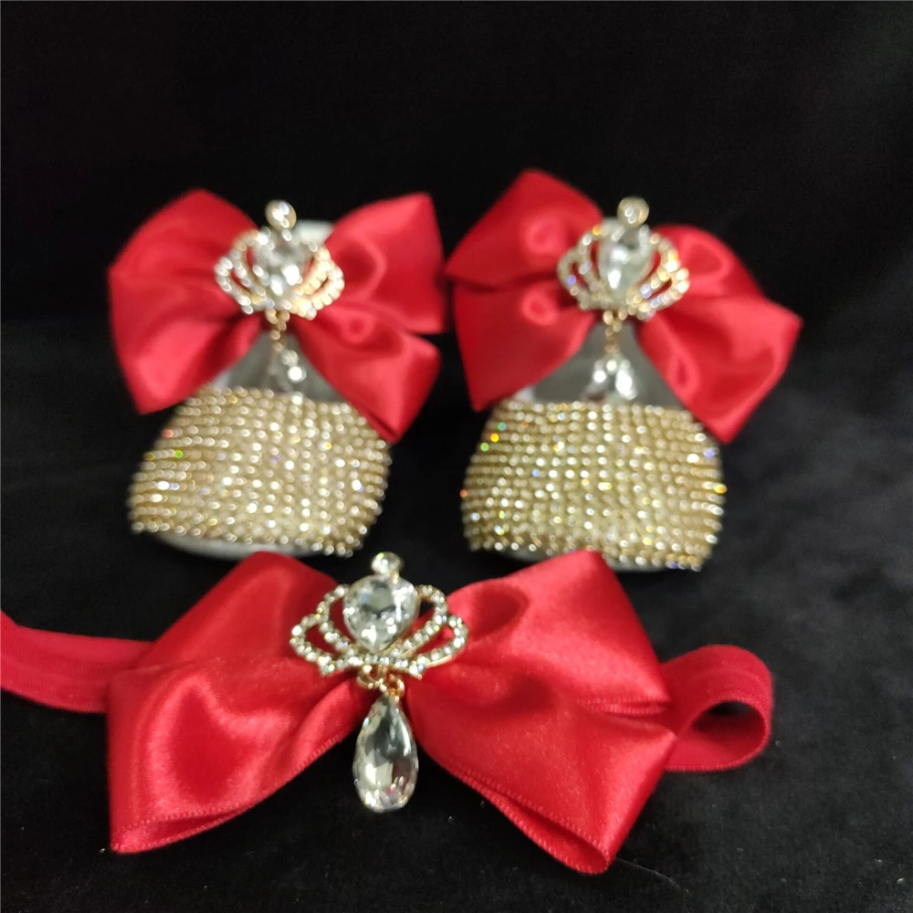 Dollbling regalo para el Día de San Valentín, fotografía de embarazo, zapatos de bebé ostentosos rojos, diadema de flores, niña elegante, personalizado, primeros caminantes