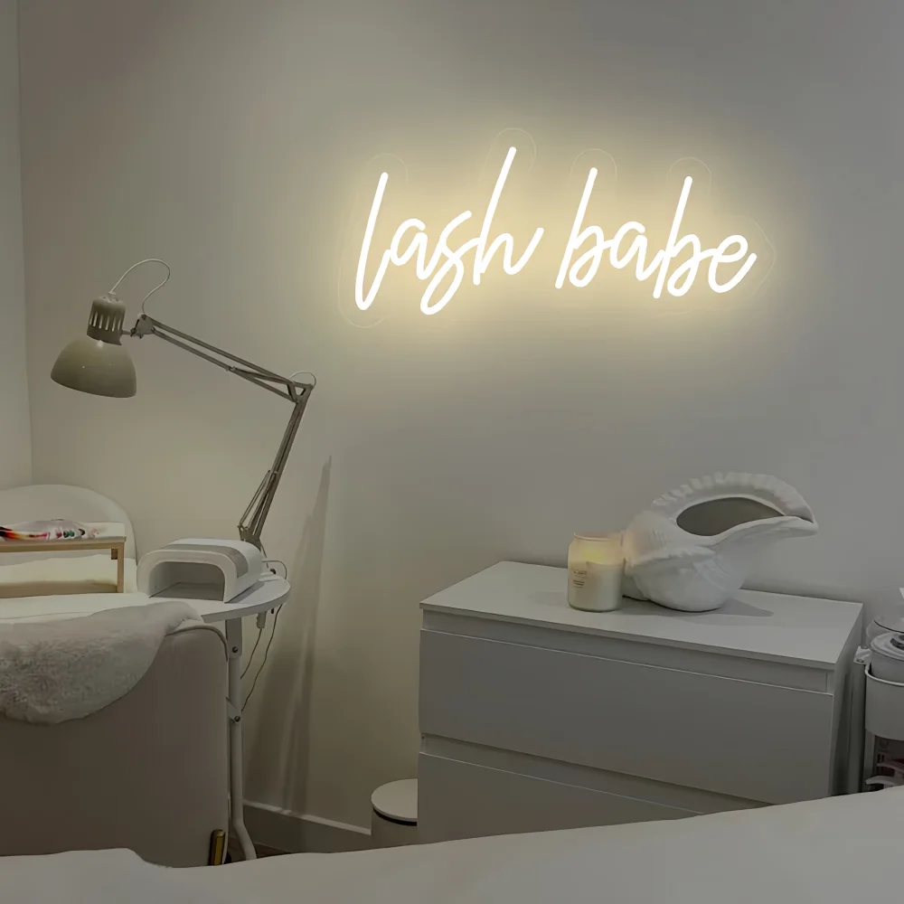 Lash Babe Neon Sign Bedroom Wall Decor Neon LED Neon Sign Business Logo Beauty Shop Led Neon Light Sign for Hair Nail Lash Salon