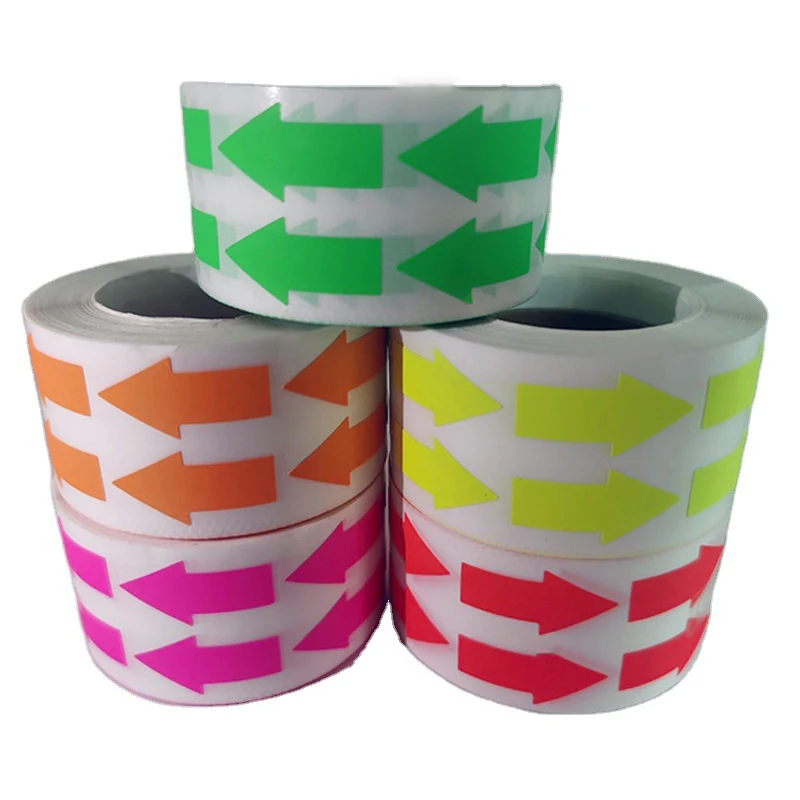 1000Pcs/ Roll Fluorescerende Kleur Label Bright Arrow Label Kleur Codering Inventaris Labels Zelfklevende Decoratieve Stickers