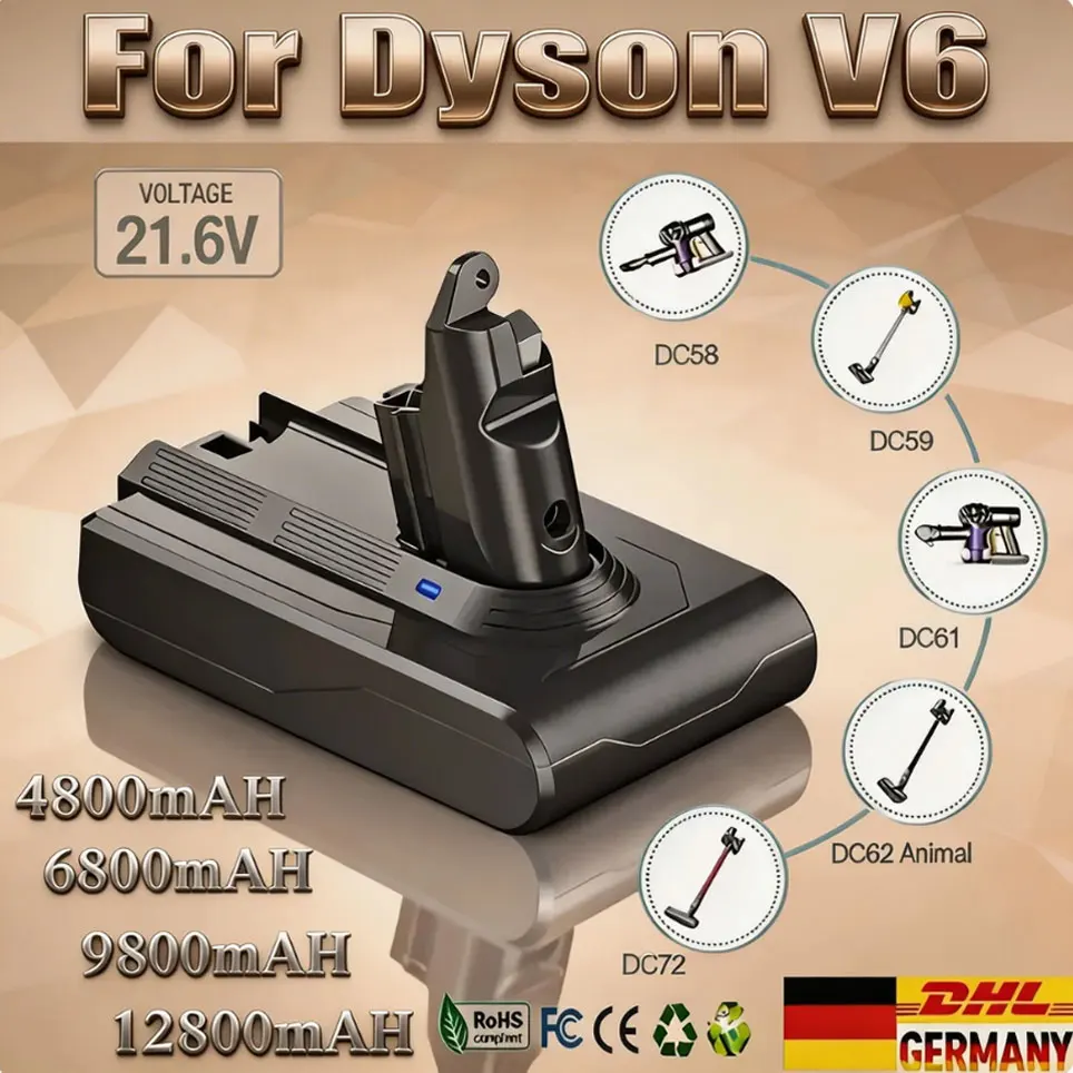 Akumulator zamienny do Dyson V6 21.6V 12800Ah DC62 DC59 DC58 SV03 SV04 SV09 Animal Motorhead V6 Slim Absolute Vacuum