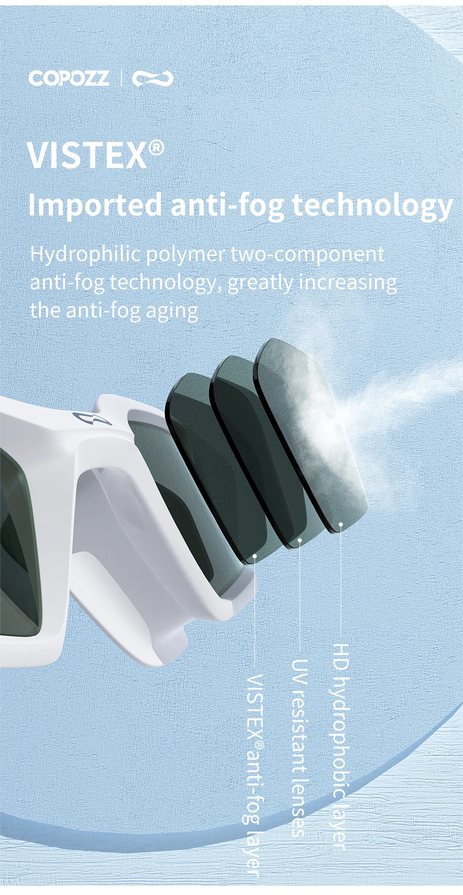 Professionelle Schwimmbrille VISTEX Importierte Antibeschlag-wasserdichte UV-Schutz-Silikagel-Tauchbrille Wettkampfbrille – Detail 4