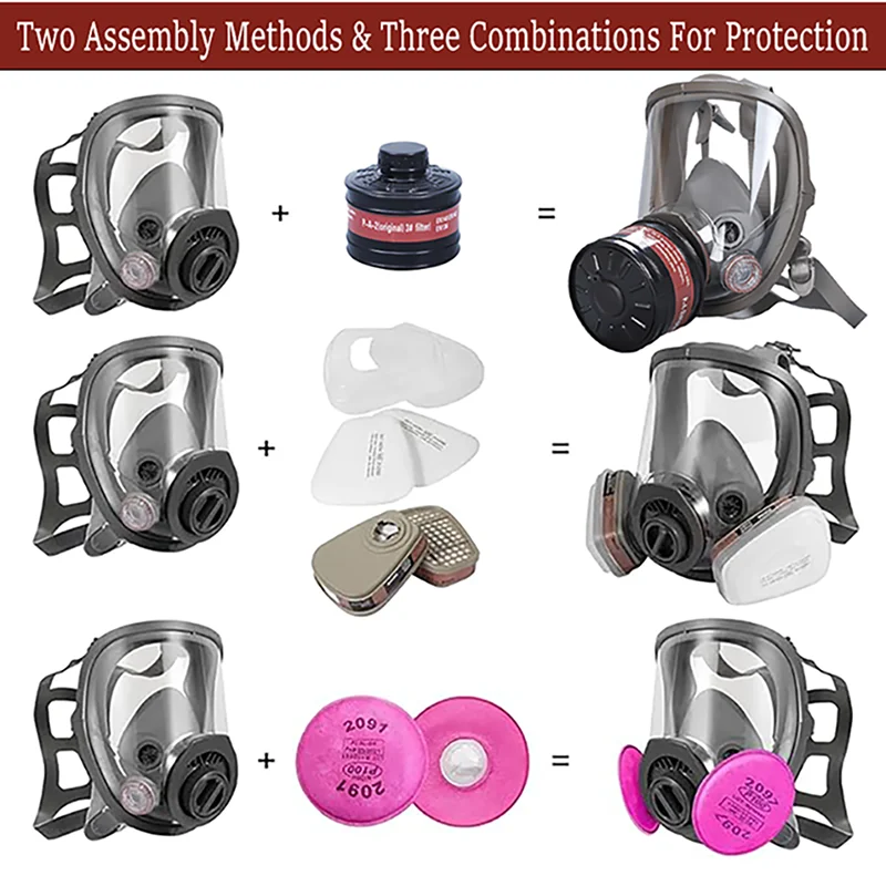 Gas Masks Survival Nuclear and Chemical, Full Face Gas Mask with Activated Carbon Filter