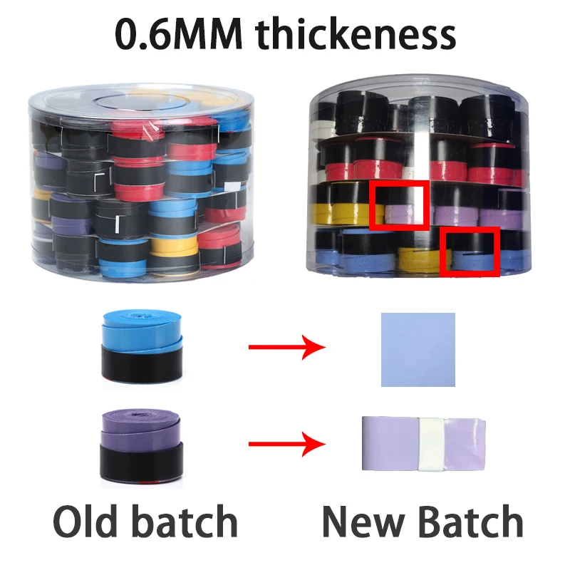 60 adet/grup Beyaz Siyah Renkli Kaplamalı Tenis Overgrips Badminton Sapları Tenis Raketi Bantları Olta Ter Bantları 0.6mm 0.7 mm