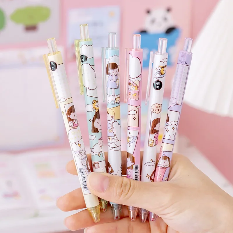 36pcs Cute Little Fresh Hemp Ball Girl Press The Neutral Pen Black Student Neutral Pen Stationery Prize Wholesale Custom-made