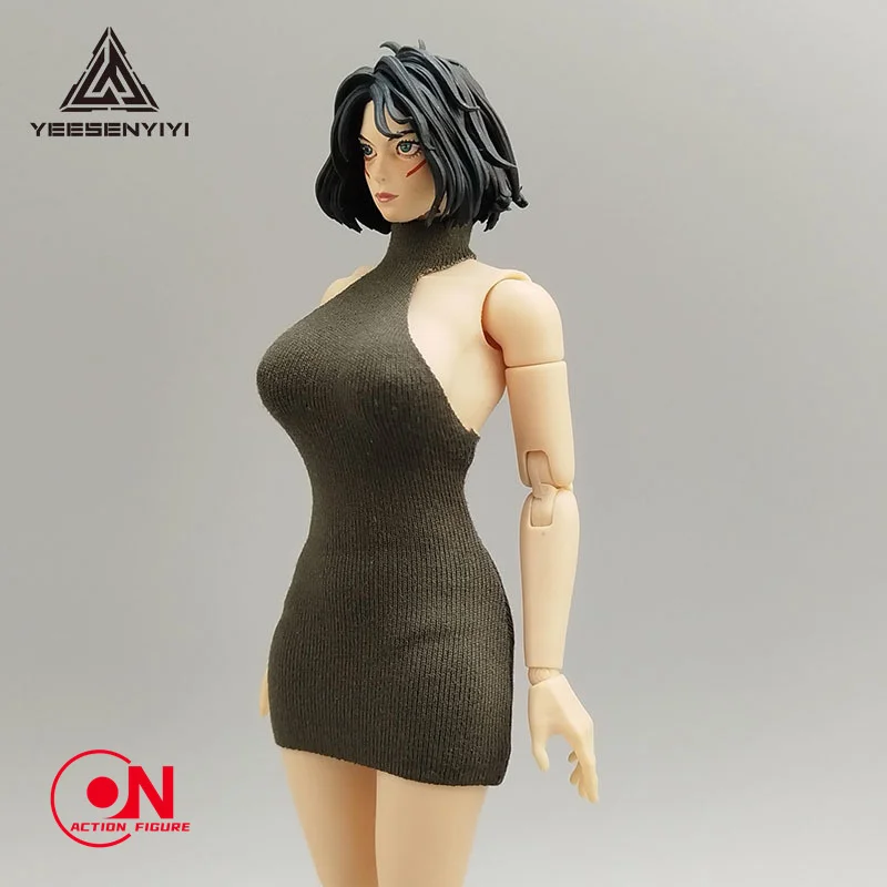 1/12 escala sexy malha alta pescoço sem costas design macacão camisola caber 6 polegada bjd feminino soldado figura de ação corpo bonecas