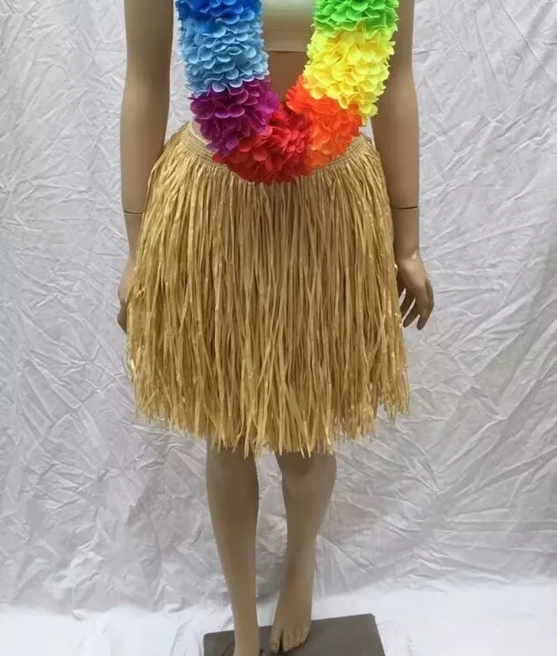 Gonna Hula ispessente personalizzata a 3 strati per bambini adulti Mini gonna in rafia Erba hawaiana naturale per gonna da ballo Luau Party