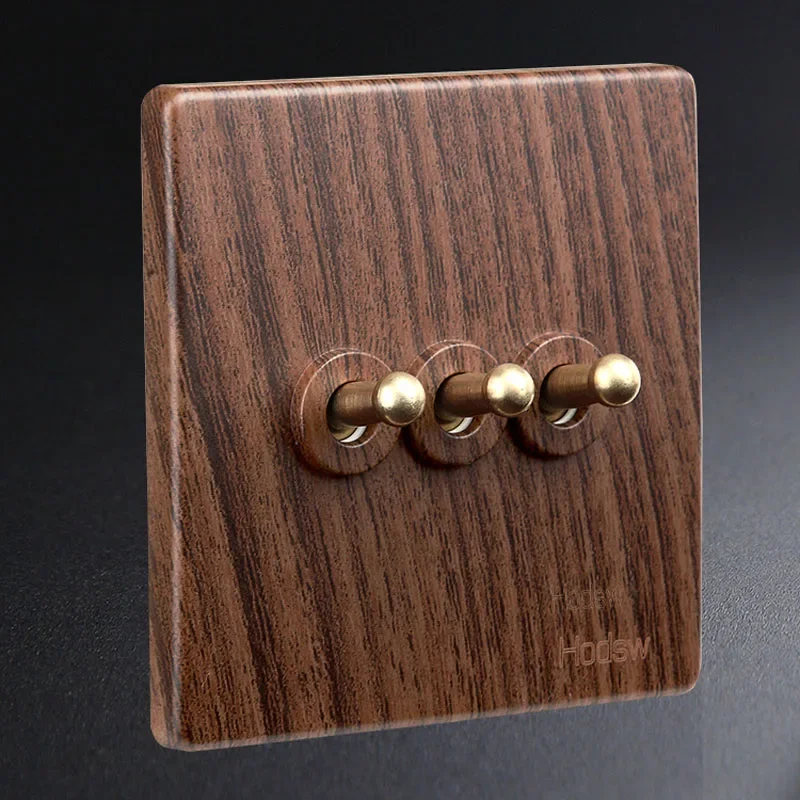 

10pcs High Quality Vintage Led Lamp Toggle Switch Wood Color 1-4 Gang Brass Lever 2-Way Wall Light Switch