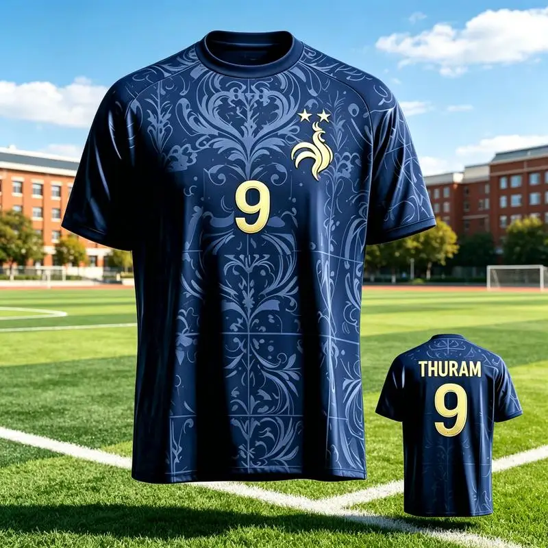 2026-2027 Neues Trikot im Fan-Design von Frankreich, T-Shirt Mbappé # 10, Dembélé # 7-Kinder, Erwachsene, Sport- & Freizeit-Tops T-Shirt Eltern-Kind – Detail 5