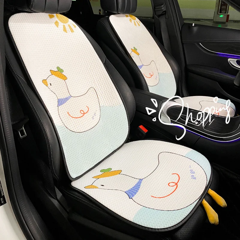 New High Quality 3D Breathable Mesh Cartoon Cute Duck Fart  Rear Cushion Five Seat Car Universal Car Seat Cushion Cover