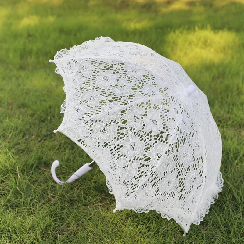 Mini White Hollow Sun Umbrella Lace Photography Umbrella Children Girls Dance Props Decorative Craft Umbrella Gifts for Kids