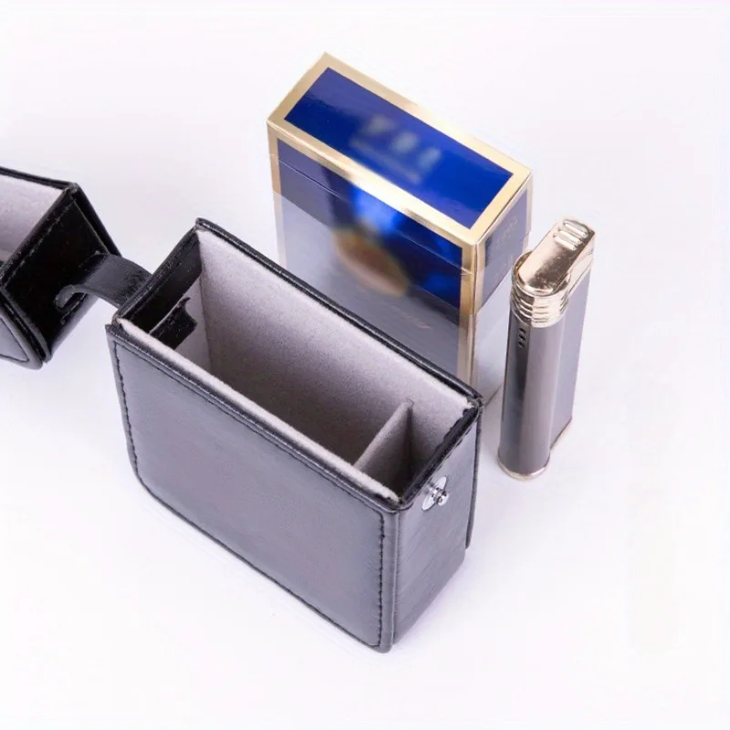 Classic Solid Color Cigarette Case with Lighter and Divider