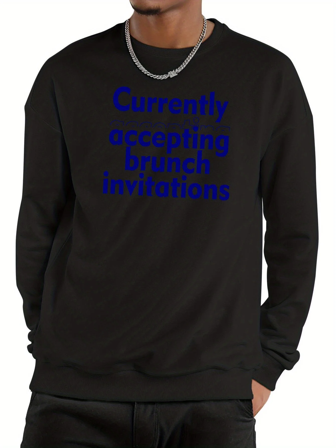 سترة رياضية كاجوال للرجال برقبة دائرية، تصميم طباعة بنمط رواية "قبول دعوات الغداء الحالية"، قابلة للتنفس