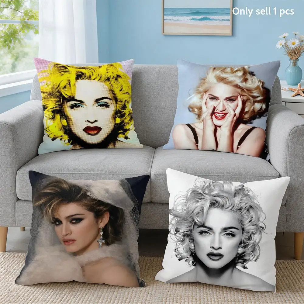 Singer M-Madonna Cushion Cover Soft Short Plush Throw Pillow Cover Hidden Zipper Cutecore Sofa Bedroom Home Decor
